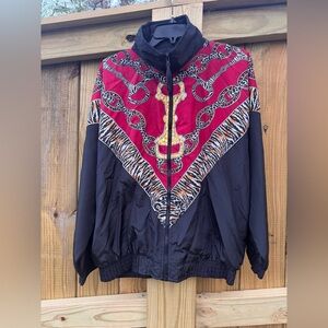 VINTAGE 80s BAROQUE PRINT NYLON TRACK JACKET by ARGEE SPORTS Women’s‎ Medium EUC